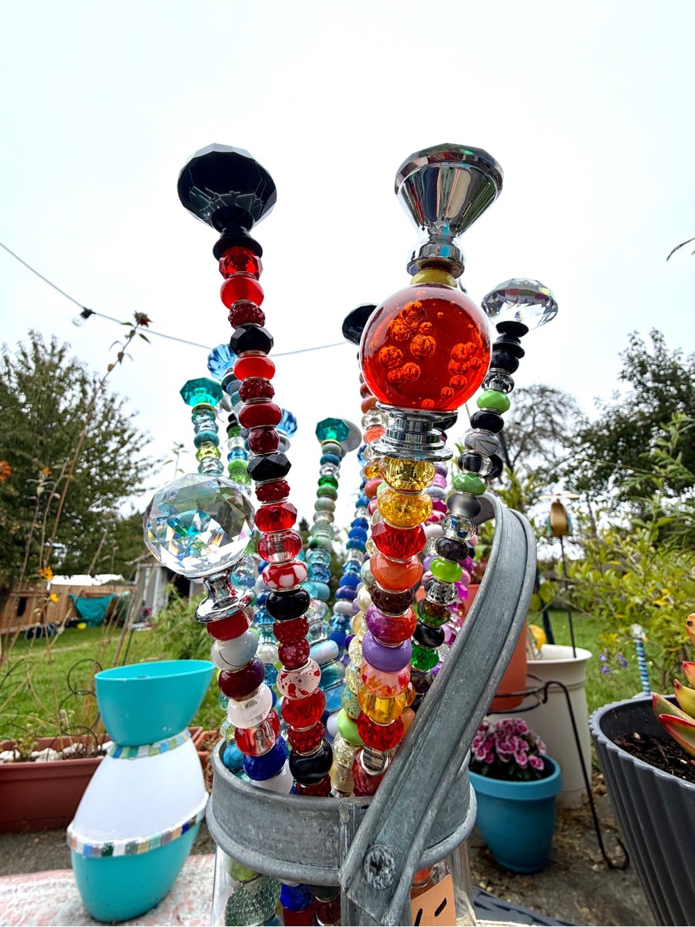 Handmade Multicolor Glass Bead Garden Accent